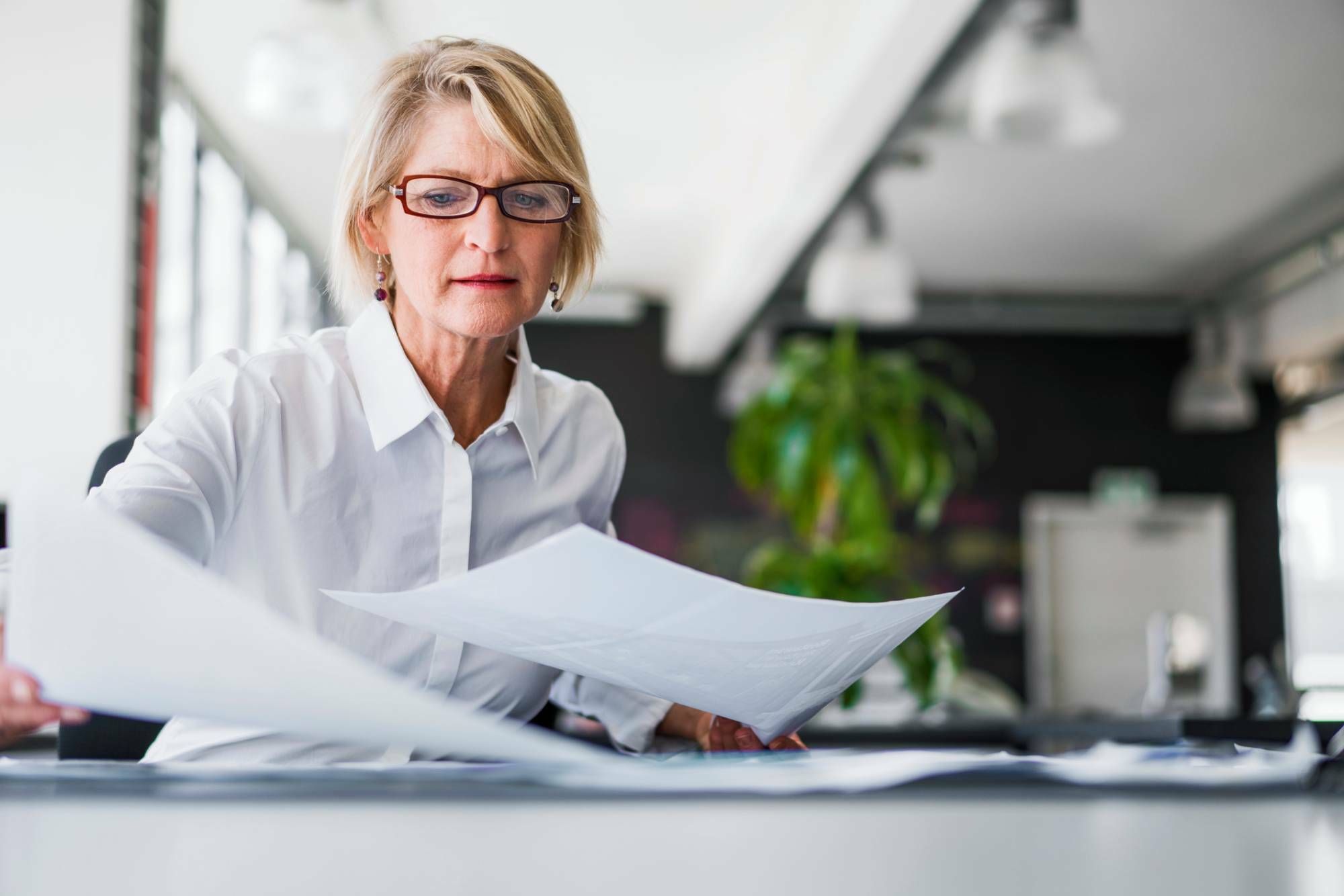 Woman performing title search