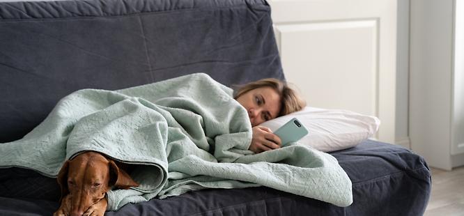 Sick day waiting for covid treatment with dog