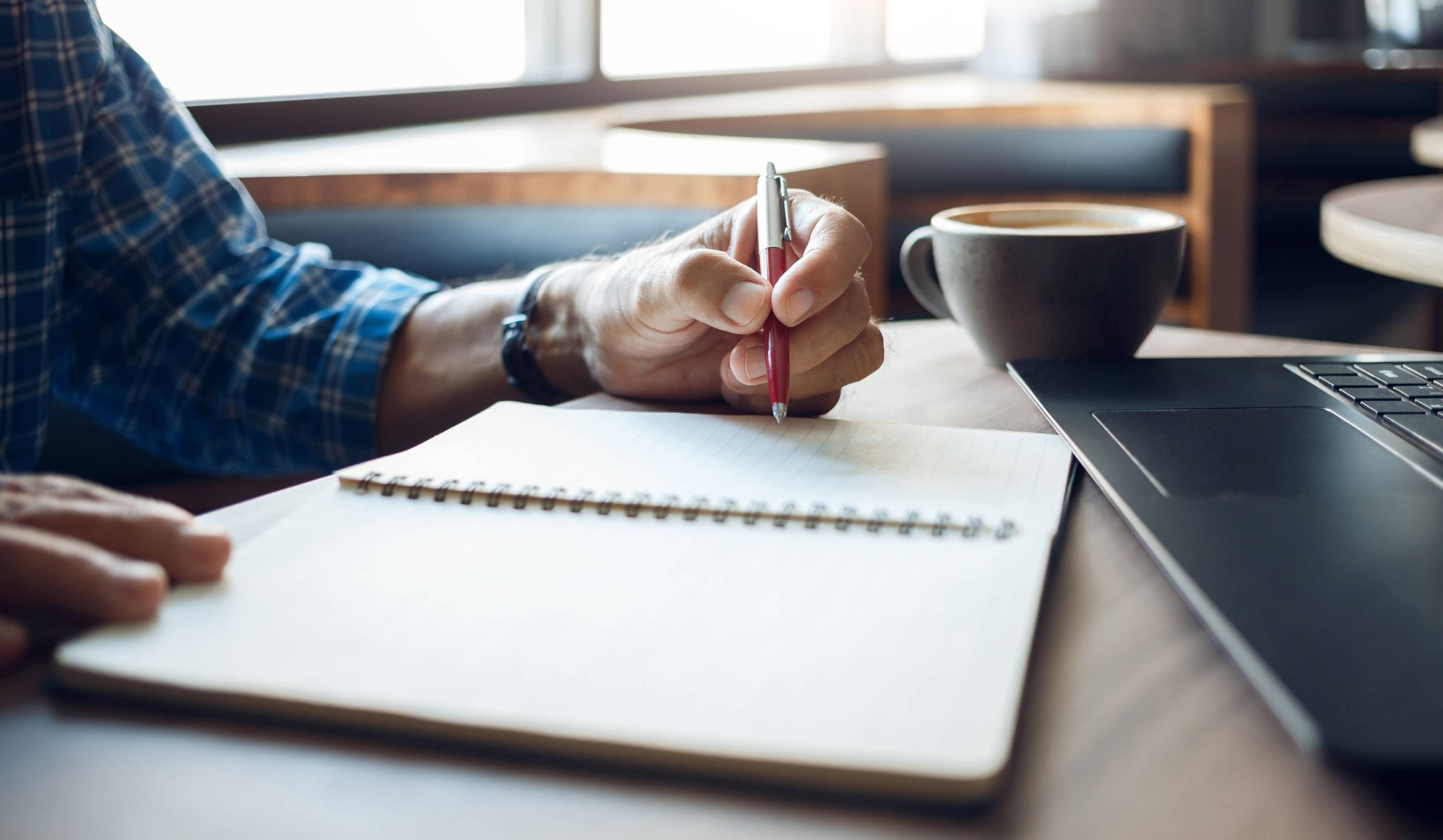 Man preparing medical history for primary care doctor