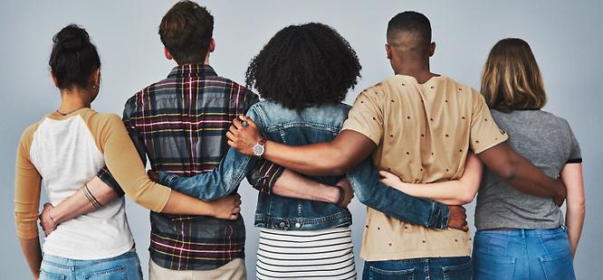 People facing away from camera colon cancer screening awareness