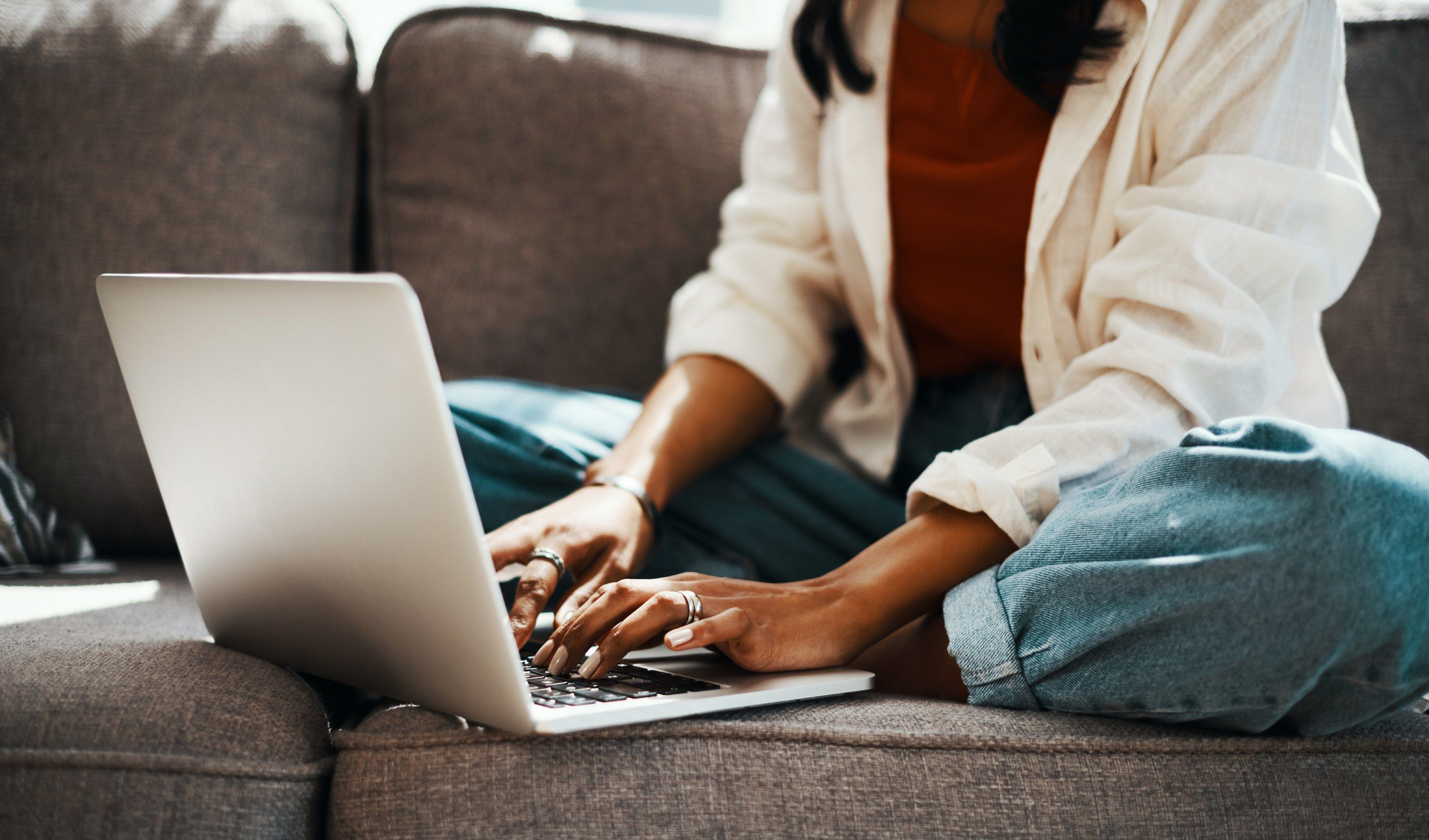 Woman using patient portal