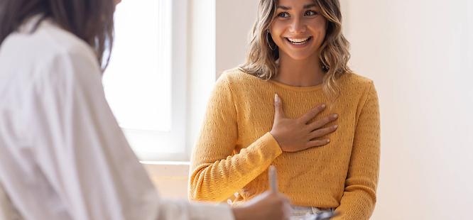 Woman who has a good relationship with primary care doctor