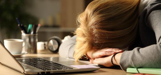 Exhausted woman with long covid