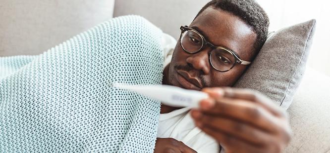 Man sick with a fever