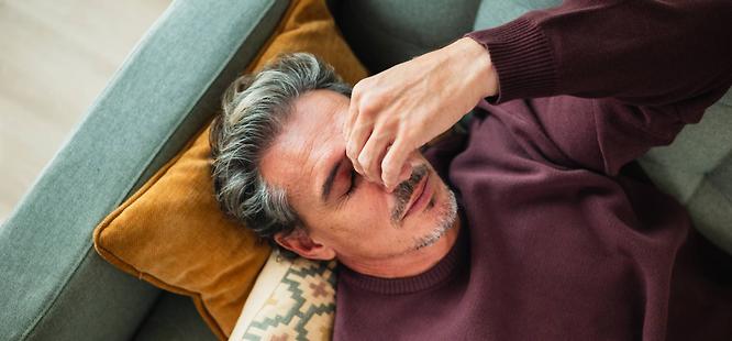 Man who has a sinus infection