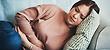 Woman with stomach discomfort