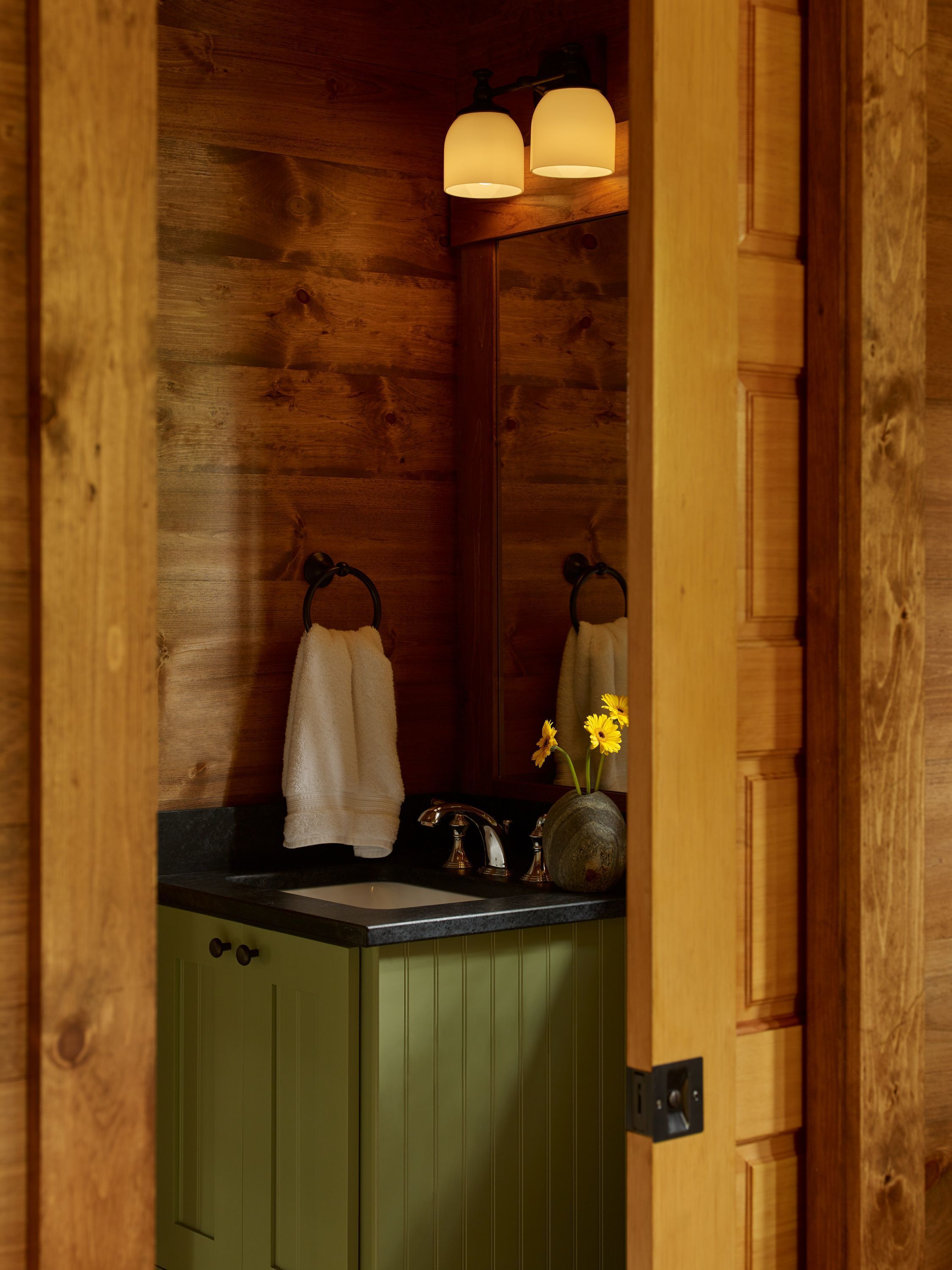 Powder room at Breakwater Lodge