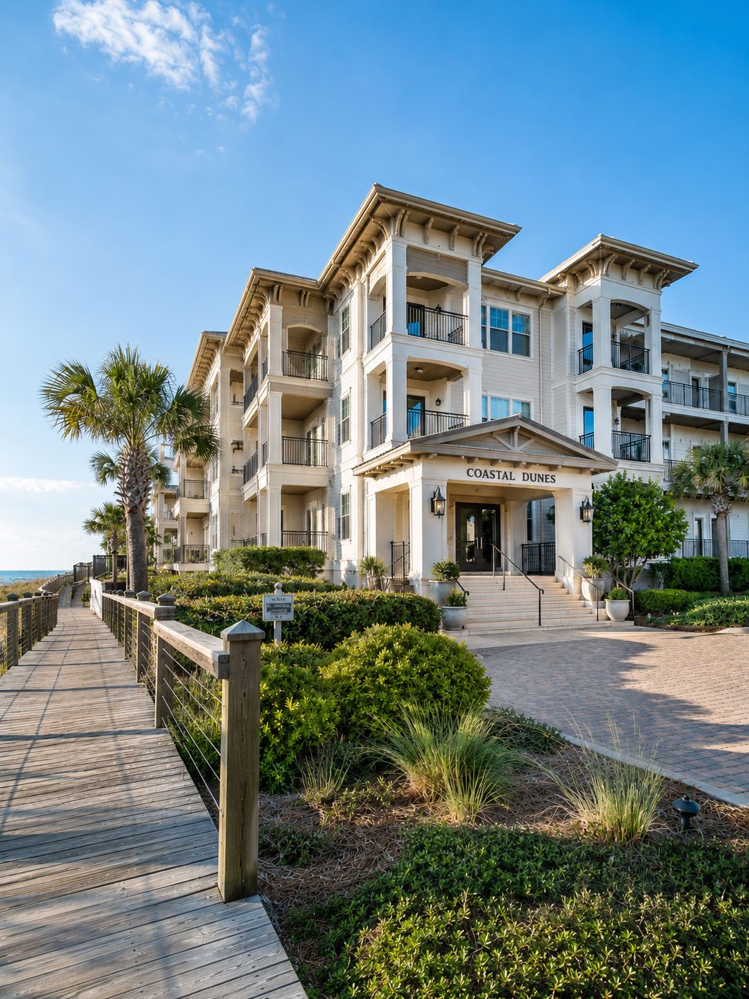 Beachfront condominium property on the Gulf Coast.