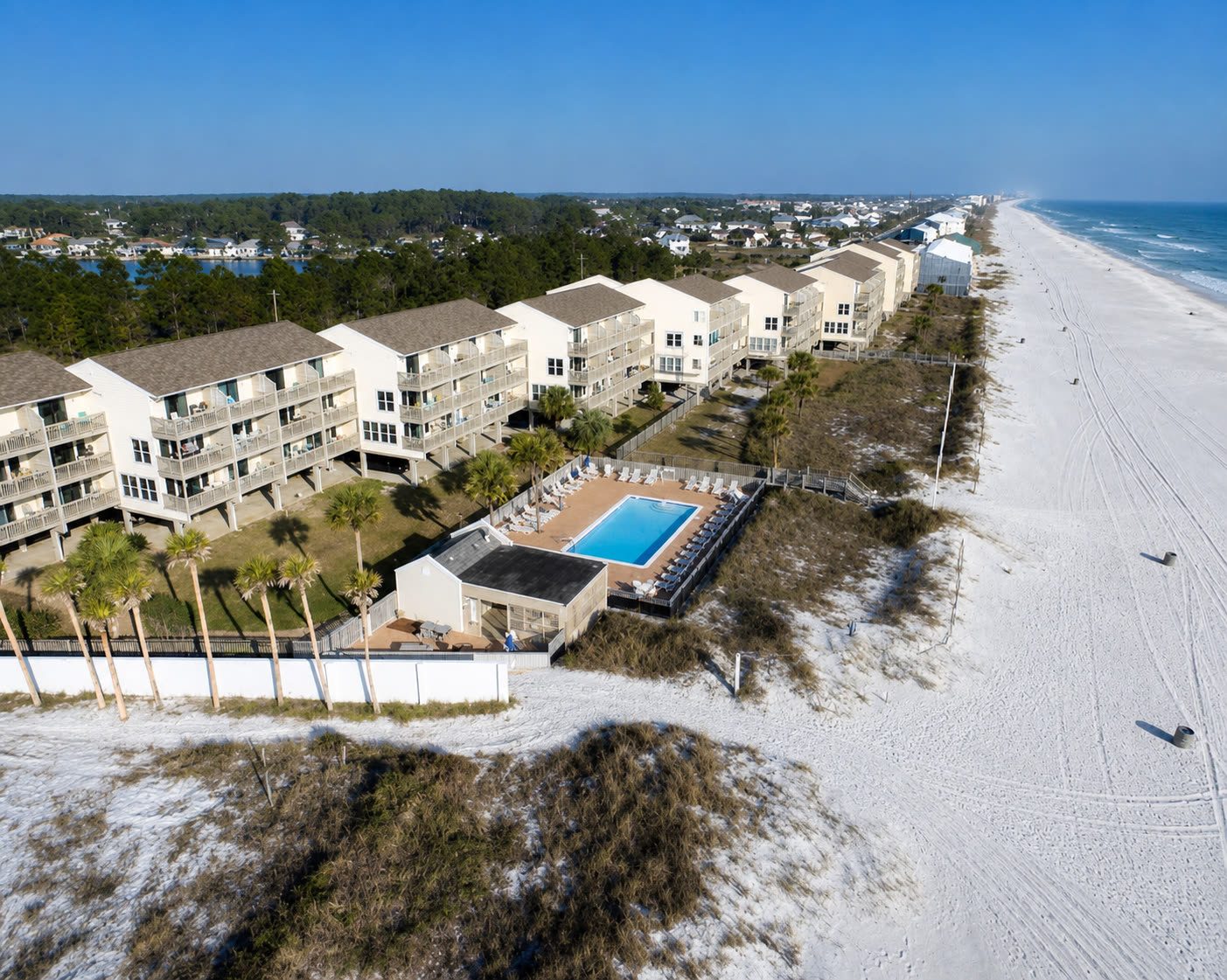 Beachfront aerial view of Ramsgate Harbour in Panama City Beach.