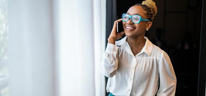 Female realtor communicating with clients