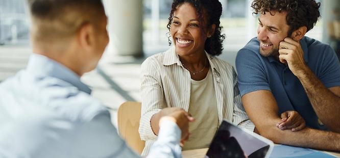 Happy clients at real estate closing